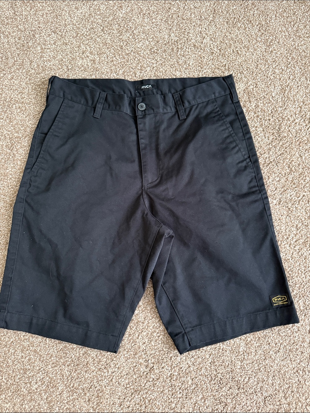 RVCA Men's Black Flat-Front Casual Shorts